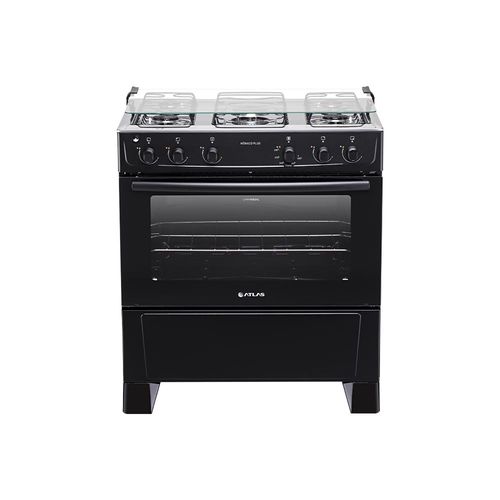 Fogão De Piso Atlas Monaco Plus 5 Bocas Mesa Inox Preto Bivolt
