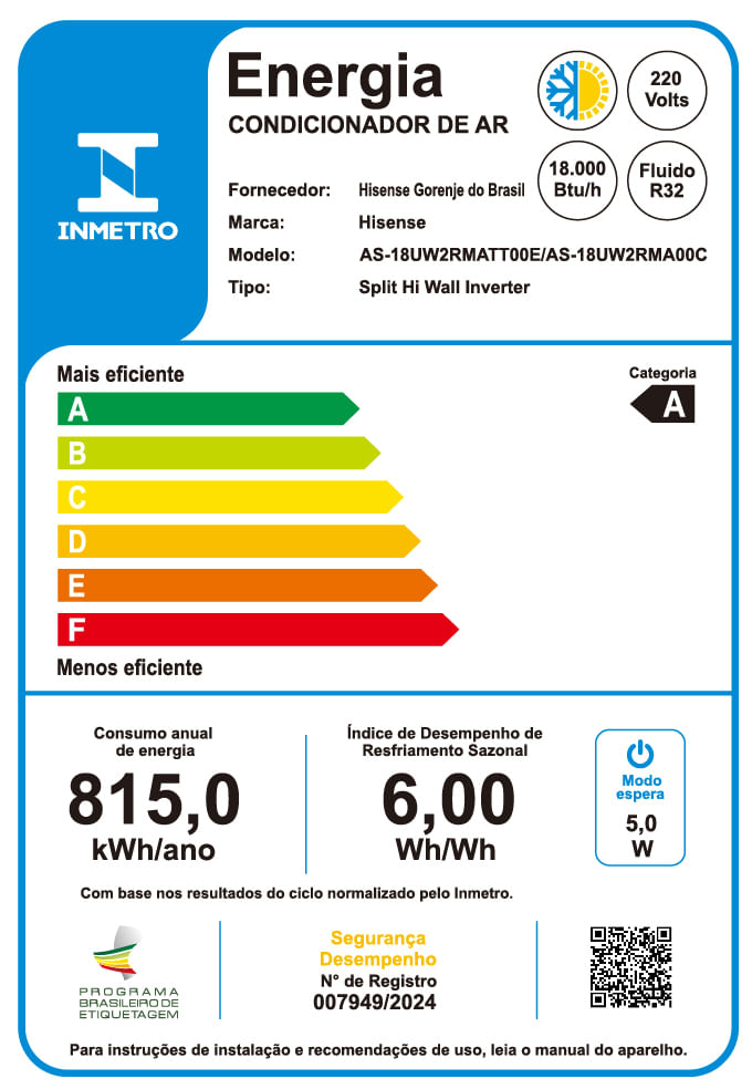 Encontraproduto.com.br - Ar Condicionado Split Hi Wall Inverter Hisense Wi-Fi 18000 BTU/h Quente e Frio AS-18UW2RMATT00E – 220 Volts