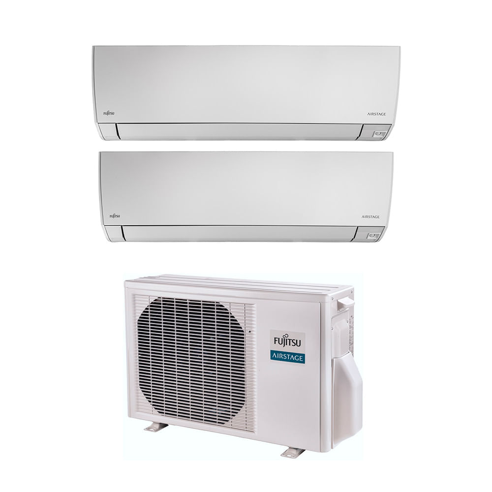 Ar-Condicionado Multi Split Inverter Fujitsu 18.000 BTUs (2x Evap HW 7.000) Quente/Frio 220V