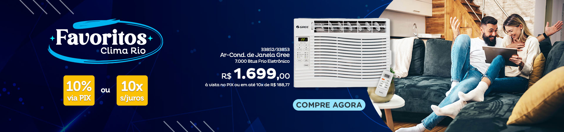 Banner com desconto no ar condicionado de janela Gree
