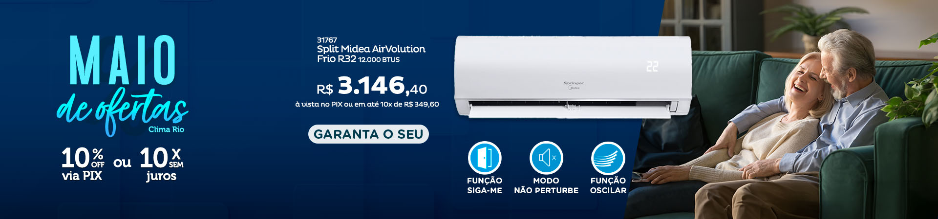 Banner Promocional AirVolution Midea 12.000 btus