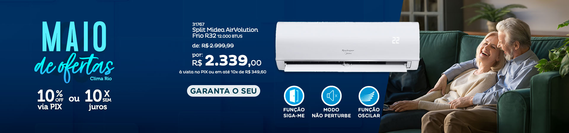 Banner Promocional AirVolution Midea 12.000 btus